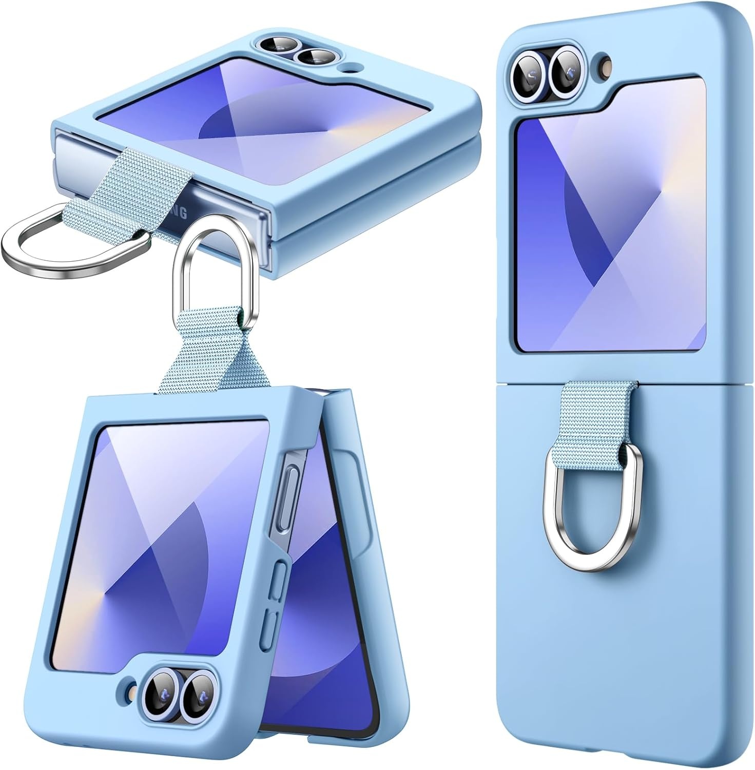 JETech Case Samsung Z Flip 7 2025 met Ring - Blauw Schaduw (37% Korting!)