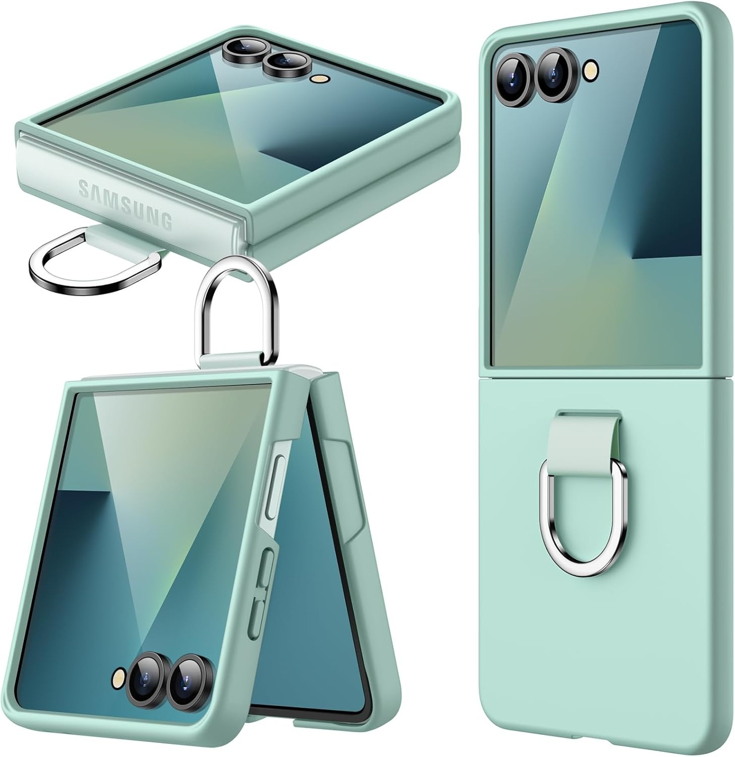 JETech Case Samsung Z Flip 7 2025 met Ring - Blauw Schaduw (37% Korting!)