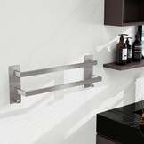 Handdoekhouder RVS Dubbel met Haken - 40cm - 42% Korting!