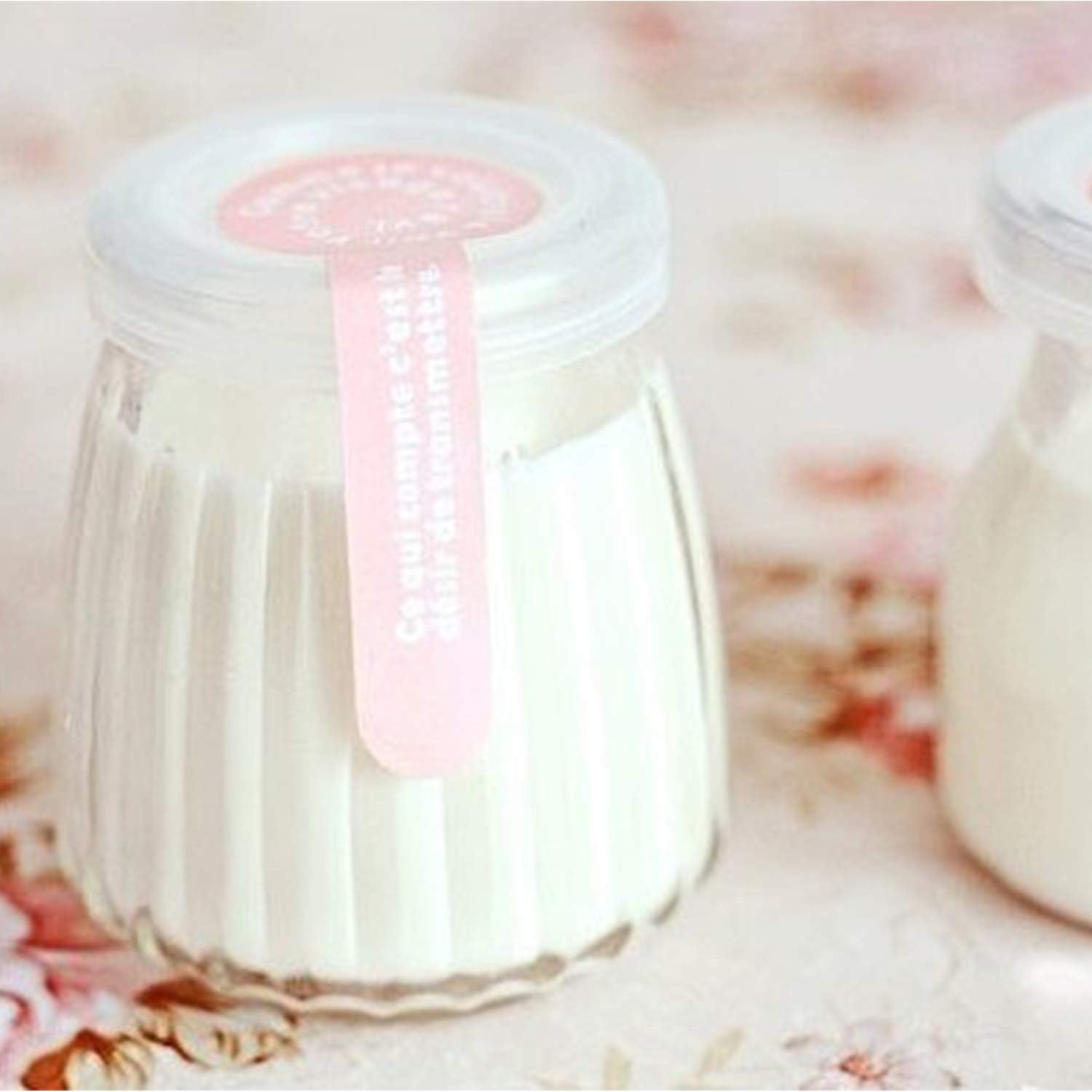 Fasmov 30 stuks kleine yoghurtglazen met deksel, 120 ml, weckpotten, tulpglas, dessertglas, perfect voor jam, honing, pudding, melk, yoghurt, gelei