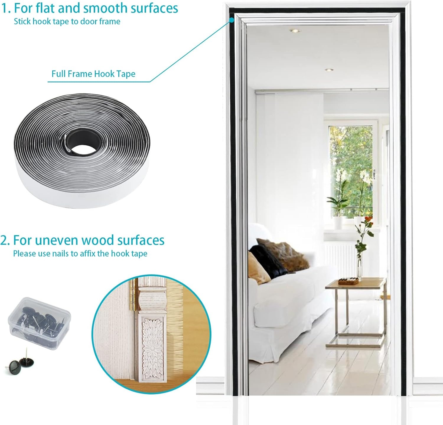 Apalus Fly Screen Door, Magnetic Insect Protection, Ideal for Balcony Doors, Cellar Doors and Patio Doors, Easy to Attach with Adhesive, No Drilling, Cannot be Shortened, 100 x 230 cm