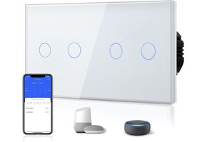 BSEED Slimme Dubbele WiFi Schakelaar - 37% Korting - Wit Glas