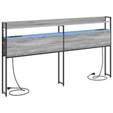 vidaXL Hoofdbord met Plank & LED - Grijs Sonoma - 60% Korting