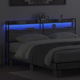 vidaXL Hoofdbord met Plank & LED - Grijs Sonoma - 60% Korting