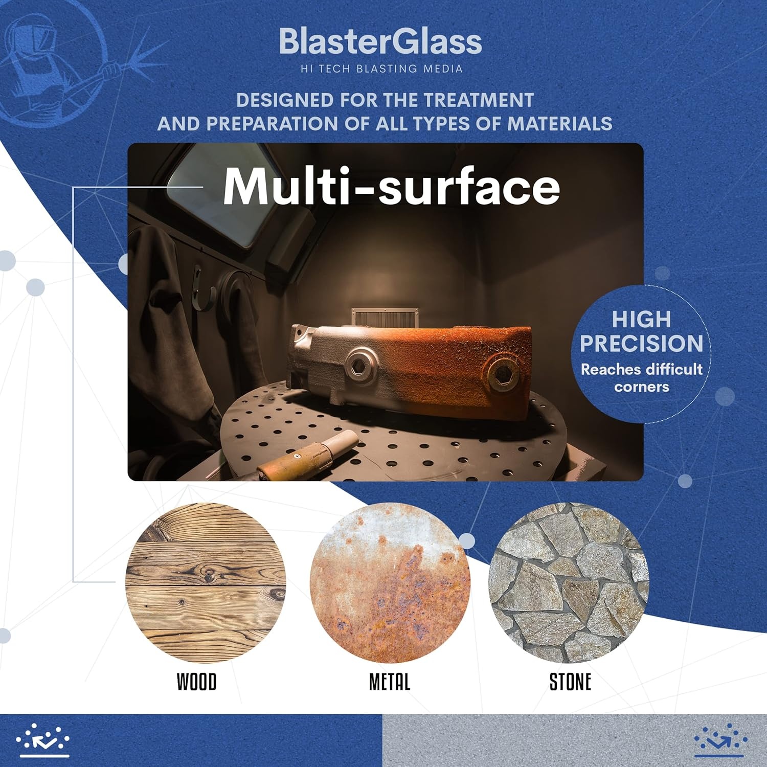 BlasterGlass Hi Tech Technisch Glazand Glasgranulaat Stralingsmiddel 10 kg