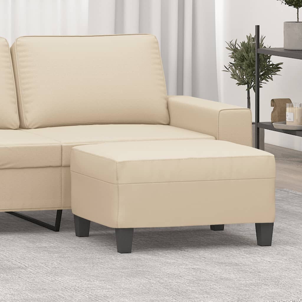 vidaXL Voetenbank 70x55x41 cm microvezelstof crèmekleurig