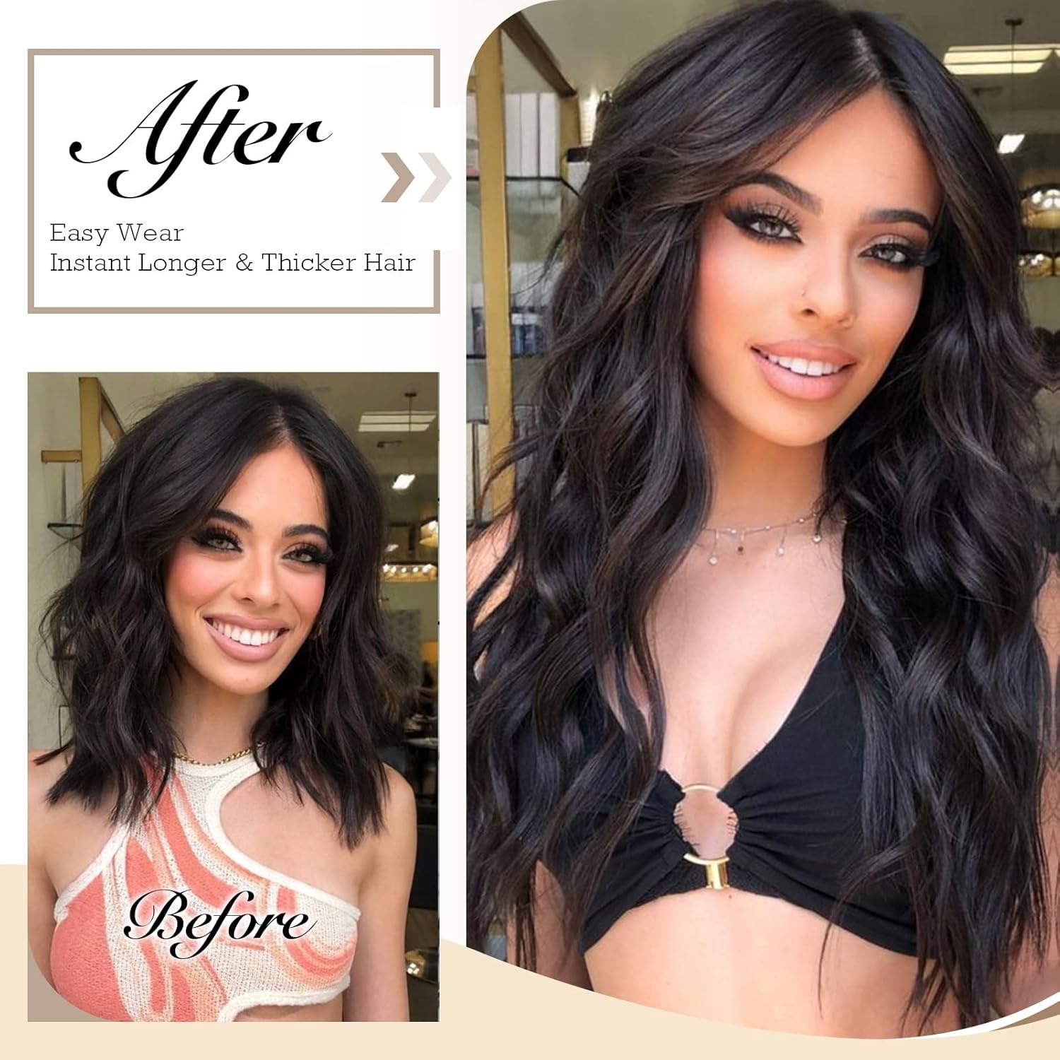 FESHFEN Haarverlenging - Krullend Blond, 40cm, -37%