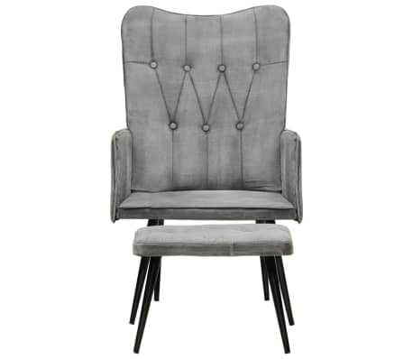 vidaXL Fauteuil & Voetenbank - Vintage Canvas Grijs - 54% Korting