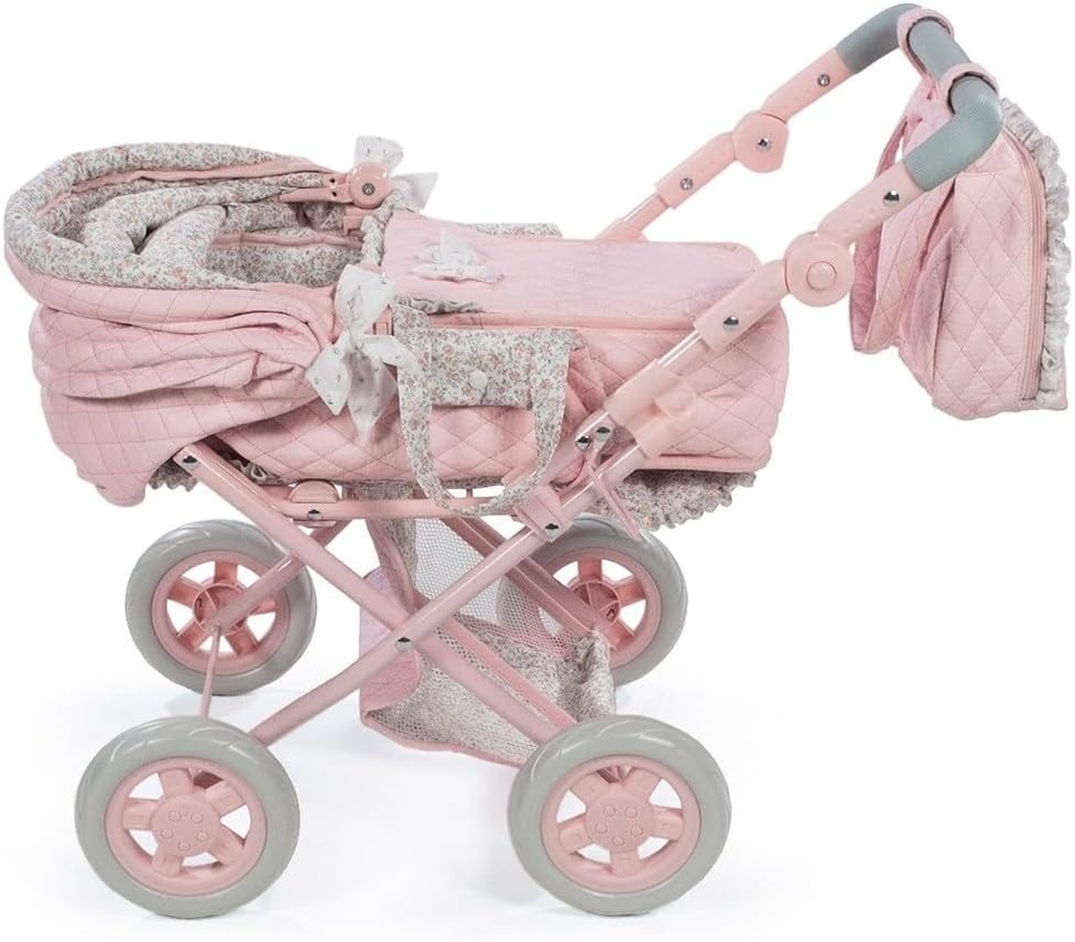 Diset La Nina Poppenwagen/Buggy - Violet/Roze Bloemen | 47% Korting
