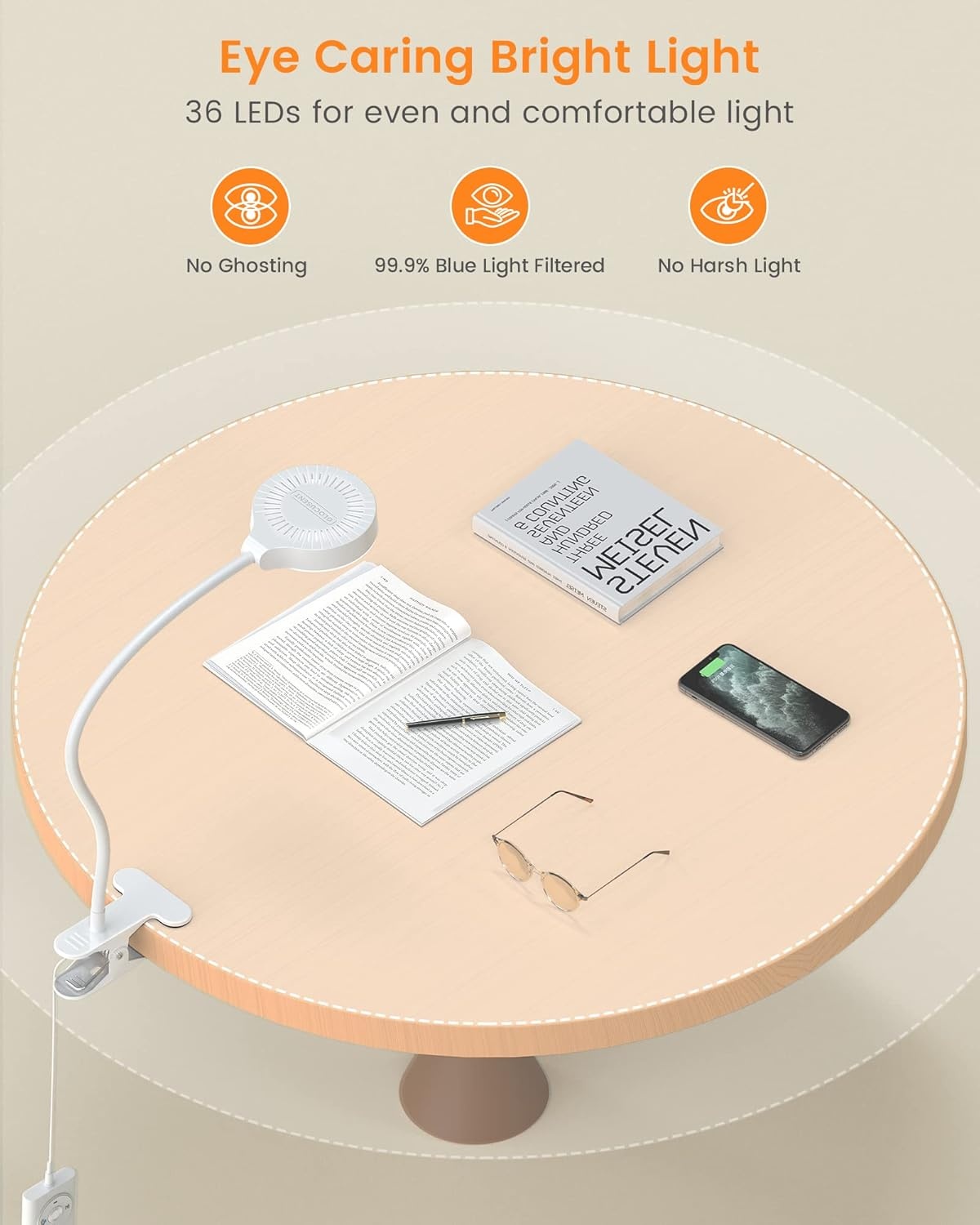 Glocusent LED Bureaulamp met Zwanenhals - 3 Kleuren, 5 Helderheid - 30% Korting!