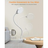 Glocusent LED Bureaulamp met Zwanenhals - 3 Kleuren, 5 Helderheid - 30% Korting!