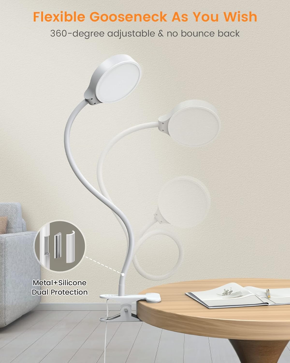 Glocusent LED Bureaulamp met Zwanenhals - 3 Kleuren, 5 Helderheid - 30% Korting!