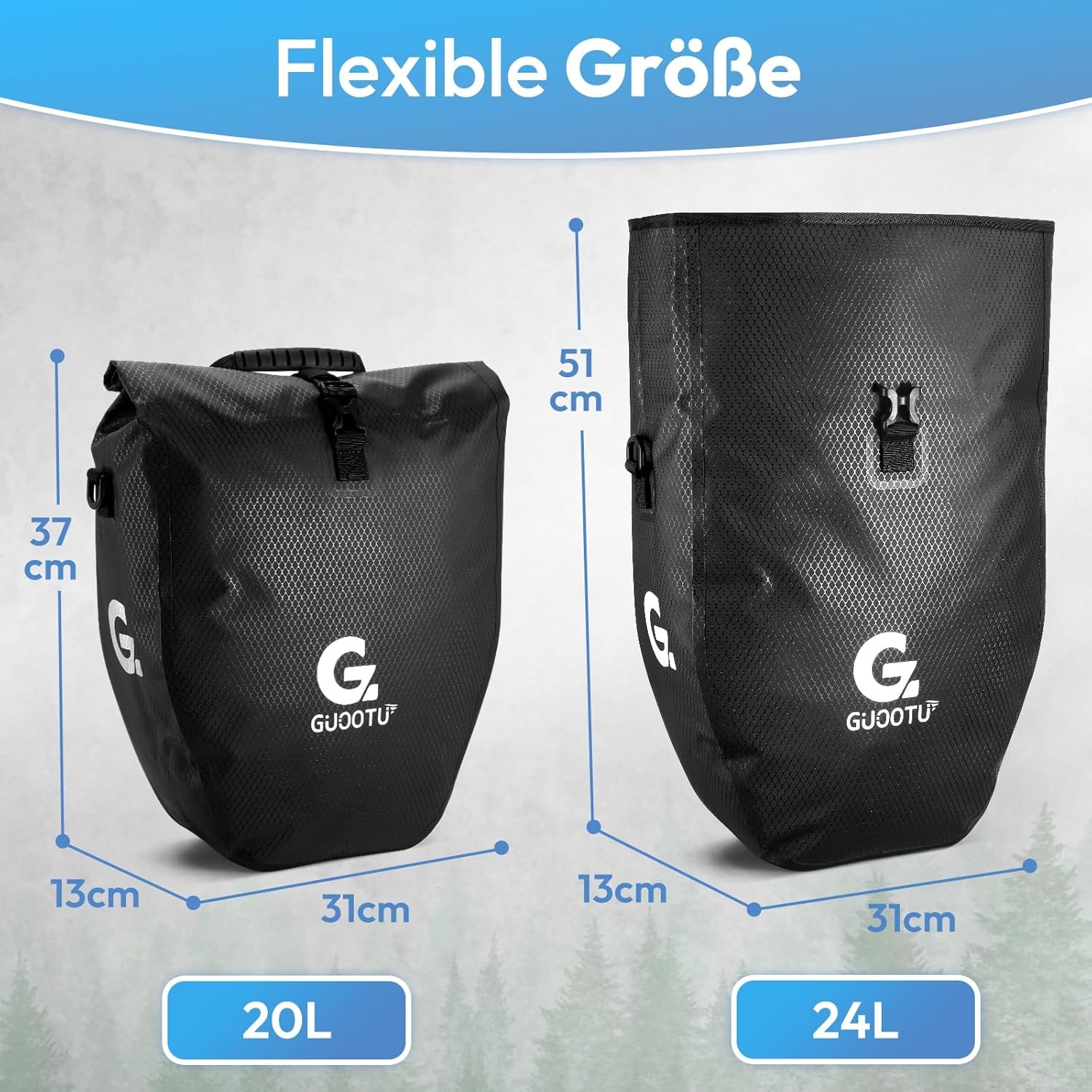 Set Fietstassen 20L - 30% Korting - Zwart (2 stuks)