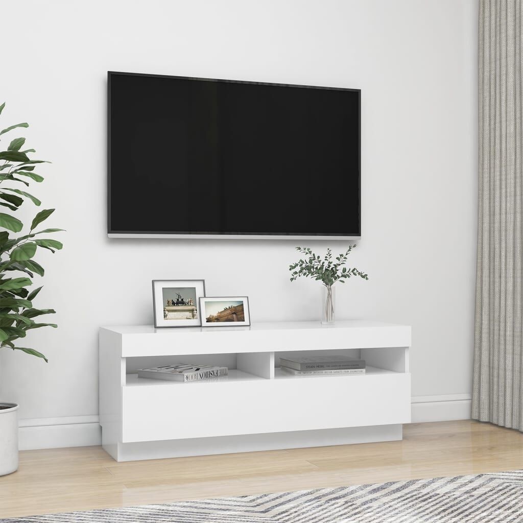vidaXL TV-meubel met LED Wit - 100x35x40 cm (Nu 53% Korting!)