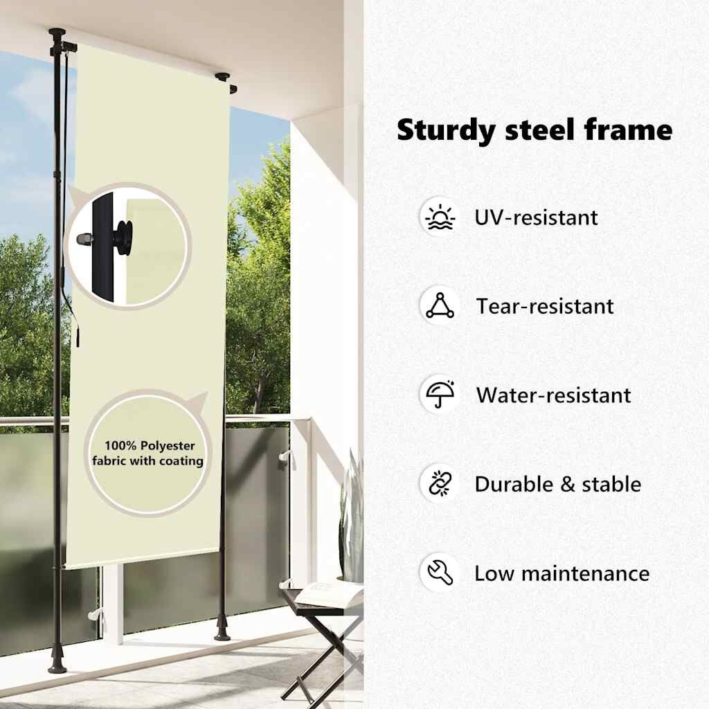 vidaXL Rolgordijn Buiten 120x270 cm Crème - 41% Korting