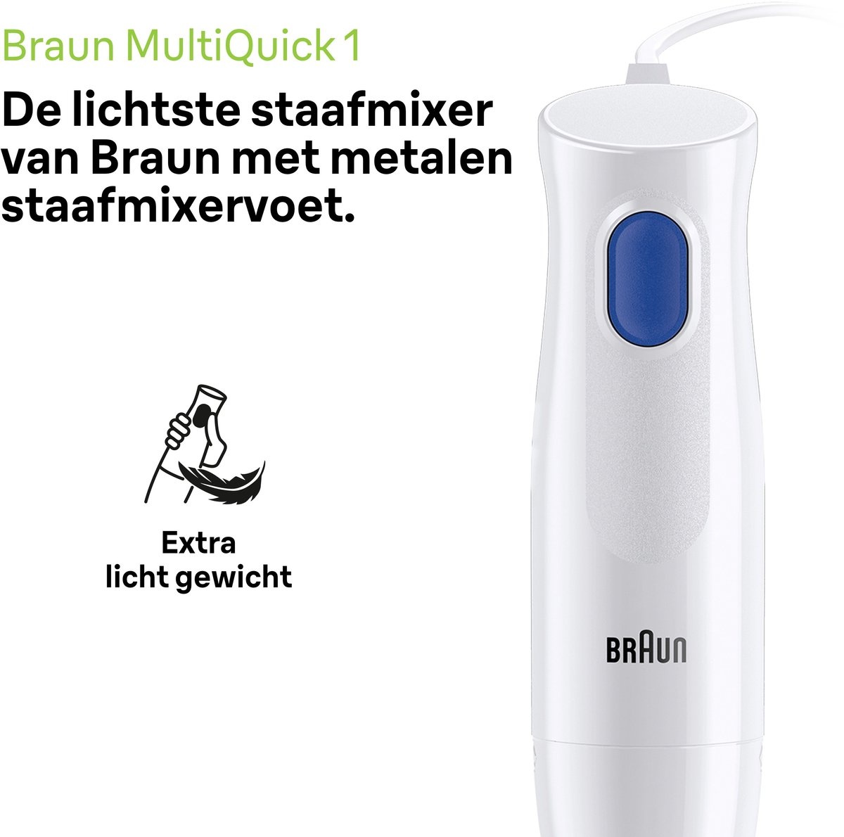 Braun MultiQuick 1 Staafmixer (Wit) - 44% Korting!