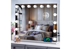 Hollywood Make-up Spiegel met 15 LED's - 3 Kleuren & 10x Vergrotend - 30% Korting!