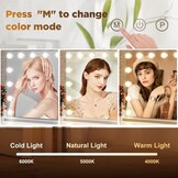 Hollywood Make-up Spiegel met 15 LED's - 3 Kleuren & 10x Vergrotend - 30% Korting!