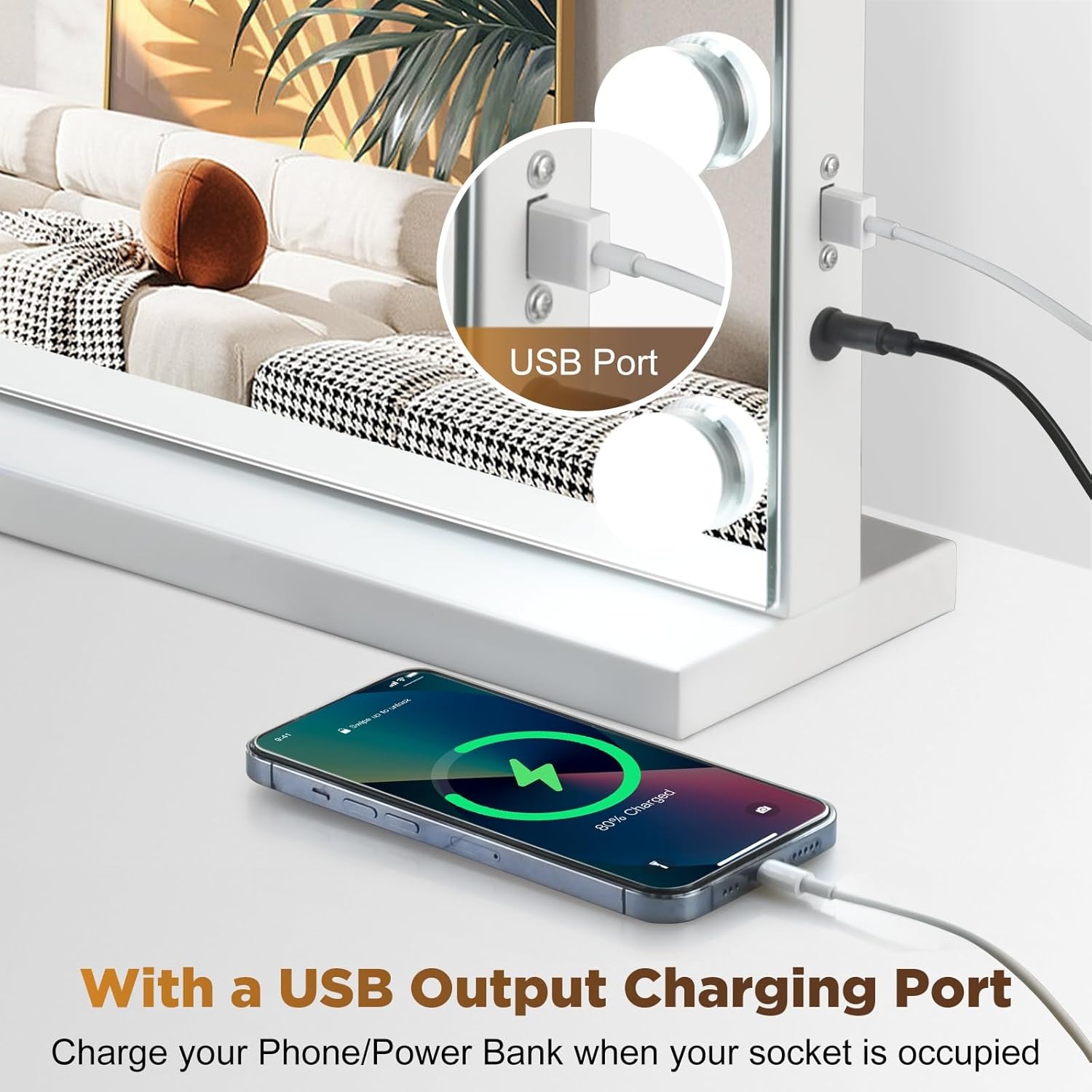 Hollywood Make-up Spiegel met 15 LED's - 3 Kleuren & 10x Vergrotend - 30% Korting!