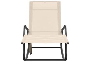 vidaXL Ligbed staal & textileen crèmekleurig - 41% Korting