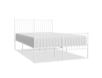 vidaXL Bedframe met hoofd- en voeteneinde metaal wit 140x200 cm