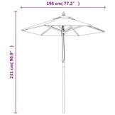 vidaXL Parasol Houten Paal 196x231cm Zandkleurig - 41% Korting!
