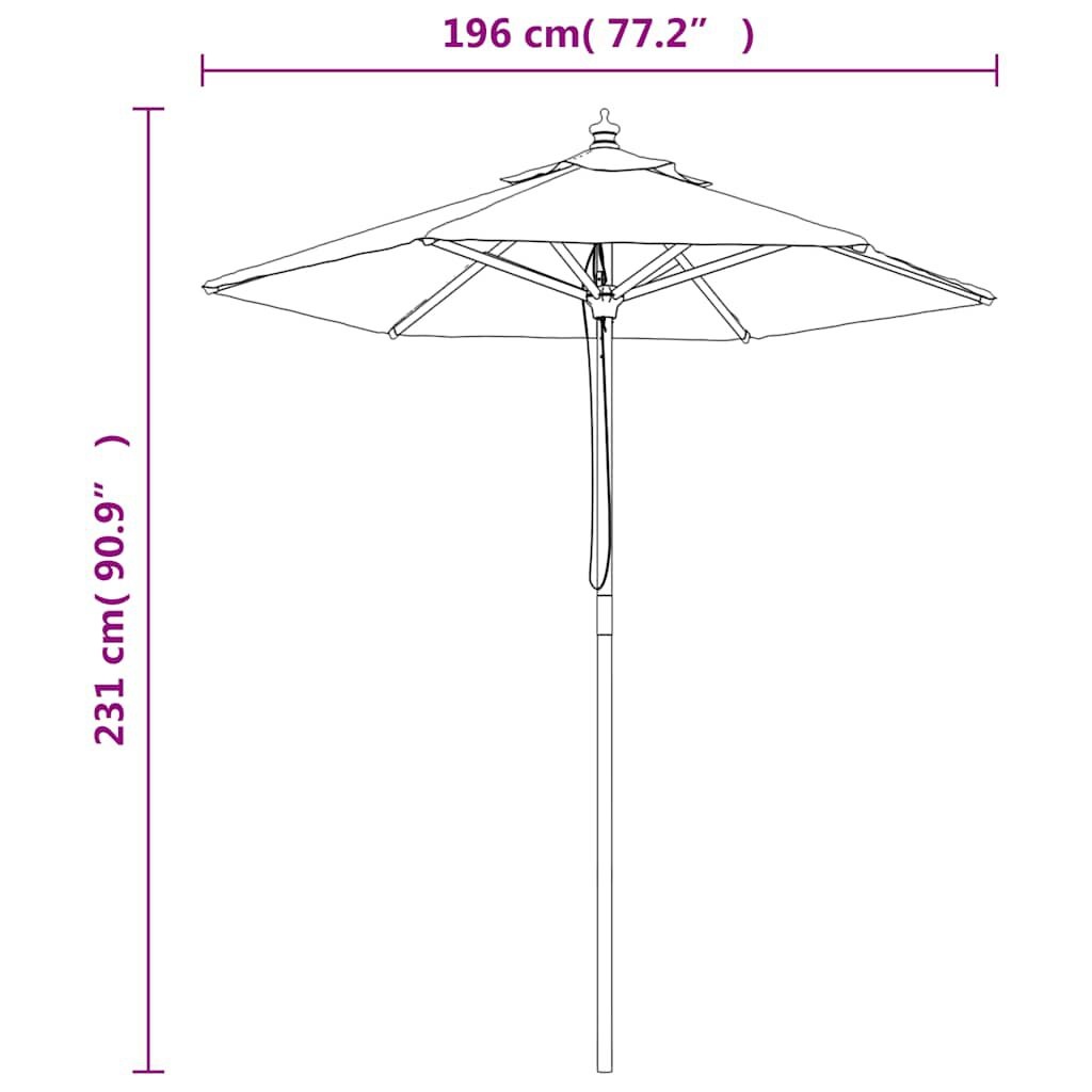 vidaXL Parasol Houten Paal 196x231cm Zandkleurig - 41% Korting!