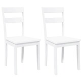 vidaXL Eetkamerstoelen 2 st. Massief Hout Rubber Wit - 68% Korting!