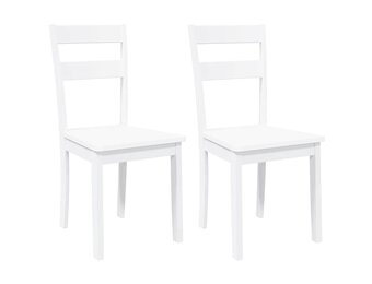 vidaXL Eetkamerstoelen 2 st. Massief Hout Rubber Wit - 68% Korting!