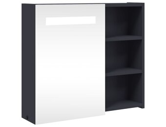 vidaXL Badkamerkast met spiegel & LED - 60x13x52 cm Grijs | 60% Korting