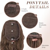 FESHFEN Ponytail Extensions - Goudbruin, Krullend Synthetisch Haar (37% korting)