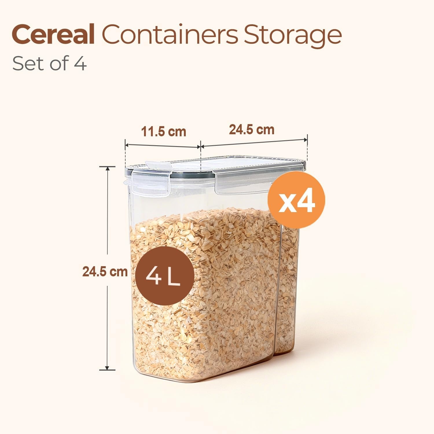 ComSaf 4L Luchtdichte Pastabewaarset (4 stuks) - 30% Korting