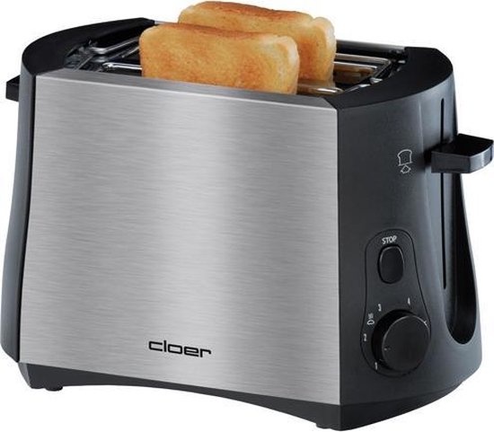 Cloer Broodrooster 3419 - Zwart/RVS - 47% Korting