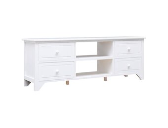 vidaXL Tv-meubel 108x30x40 cm massief paulowniahout wit