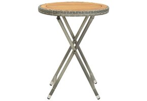 VidaXL Theetafel 60cm Poly Rattan/Acaciahout Grijs - 68% Korting
