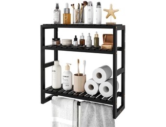 Bamboo Wandrek 3-Laags - Ruimtebesparend & Modern (Zwart) - 37% Korting!