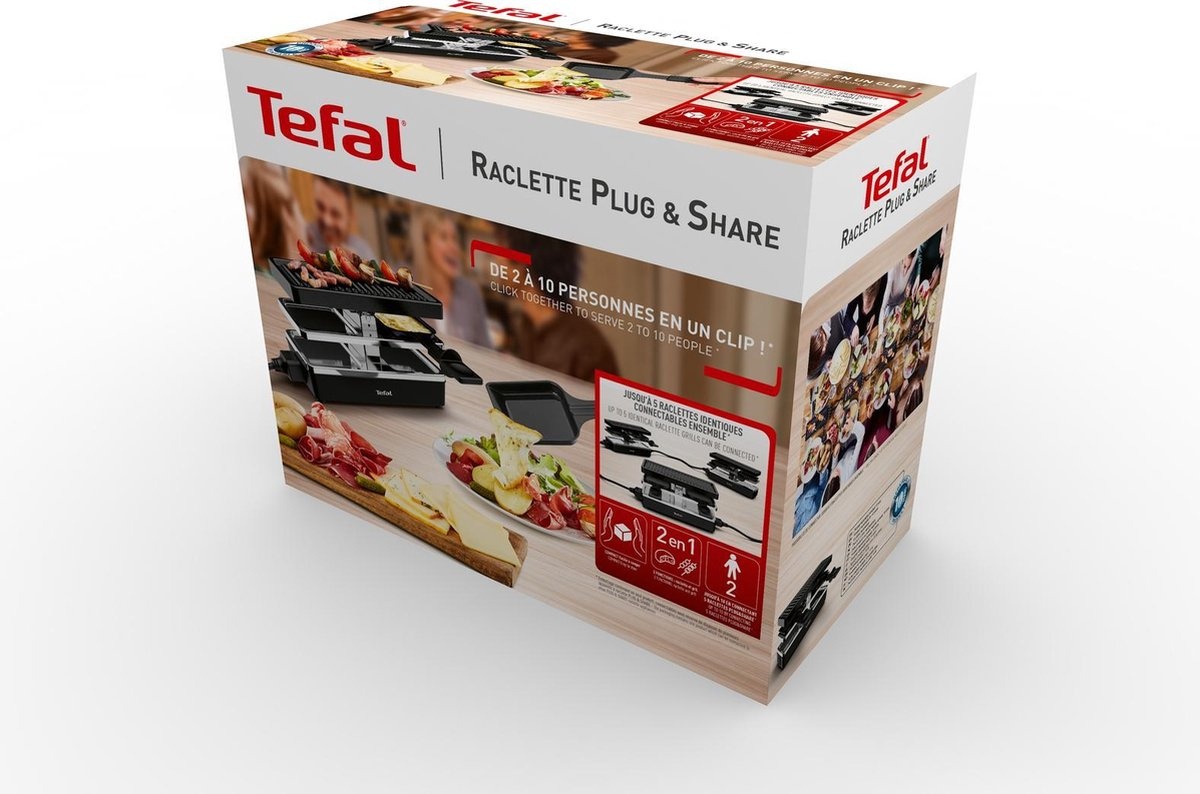 Tefal Plug & Share Gourmetstel (55% korting) - 2 pers. - Zwart