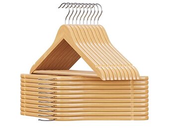 Houten Kledinghangers 44.5cm Antislip (10 Stuks) - Naturel | 53% Korting