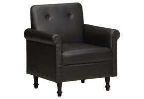 vidaXL Kuipstoel Echt Leer Zwart | -42%