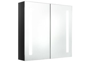 vidaXL Badkamerkast met spiegel & LED - Glanzend Zwart - 27% Korting!