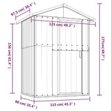 vidaXL Tuinschuur 126x97,5x177 cm gegalvaniseerd staal antracietkleur
