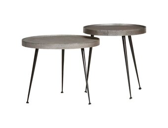 vidaXL Salontafel Set (2x) - Zilver/Zwart Bewerkt Hout - 64% Korting