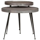 vidaXL Salontafel Set (2x) - Zilver/Zwart Bewerkt Hout - 64% Korting