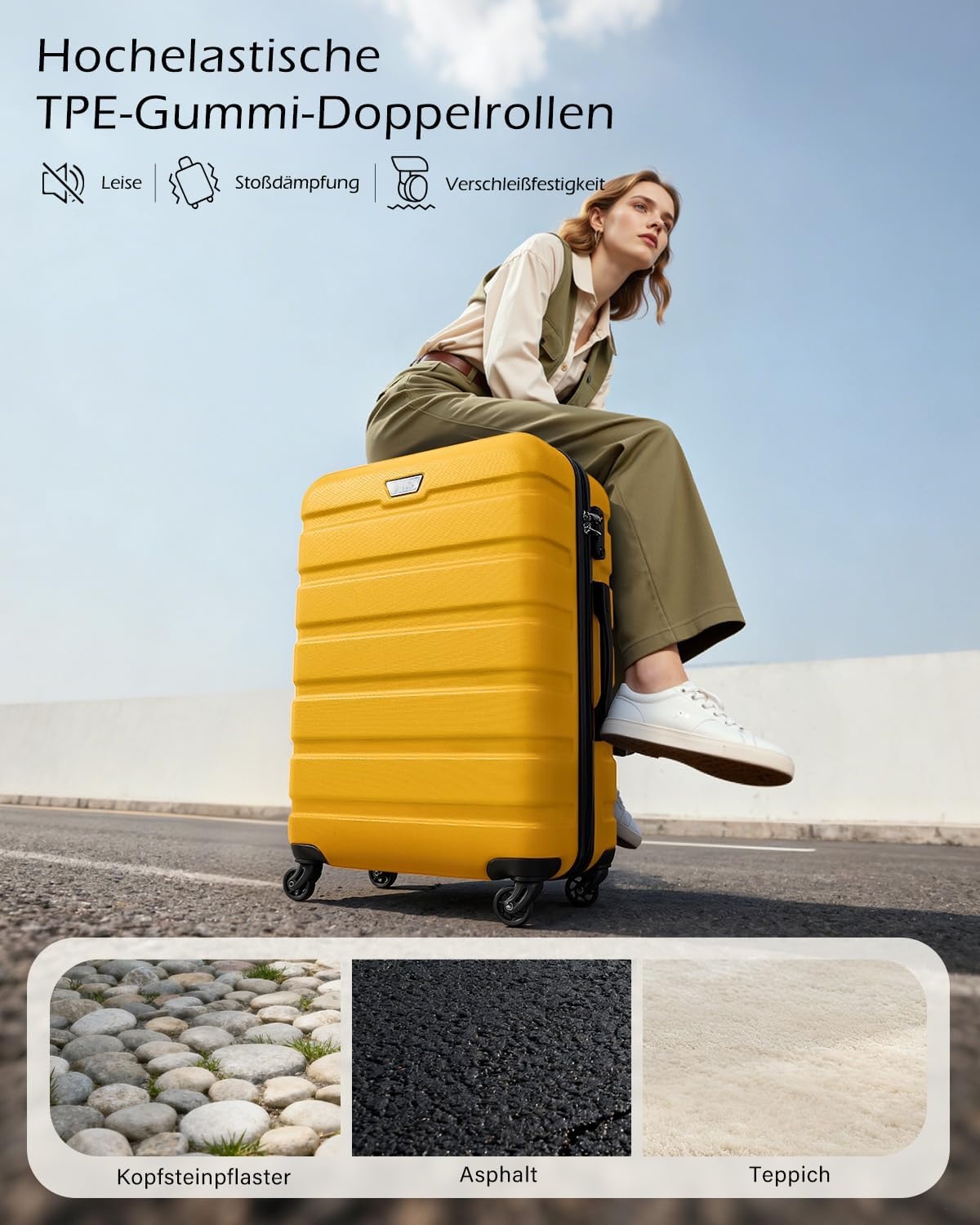 COOLIFE Harde Koffer Trolley Set (L+XL) Citroengeel | 60% Korting