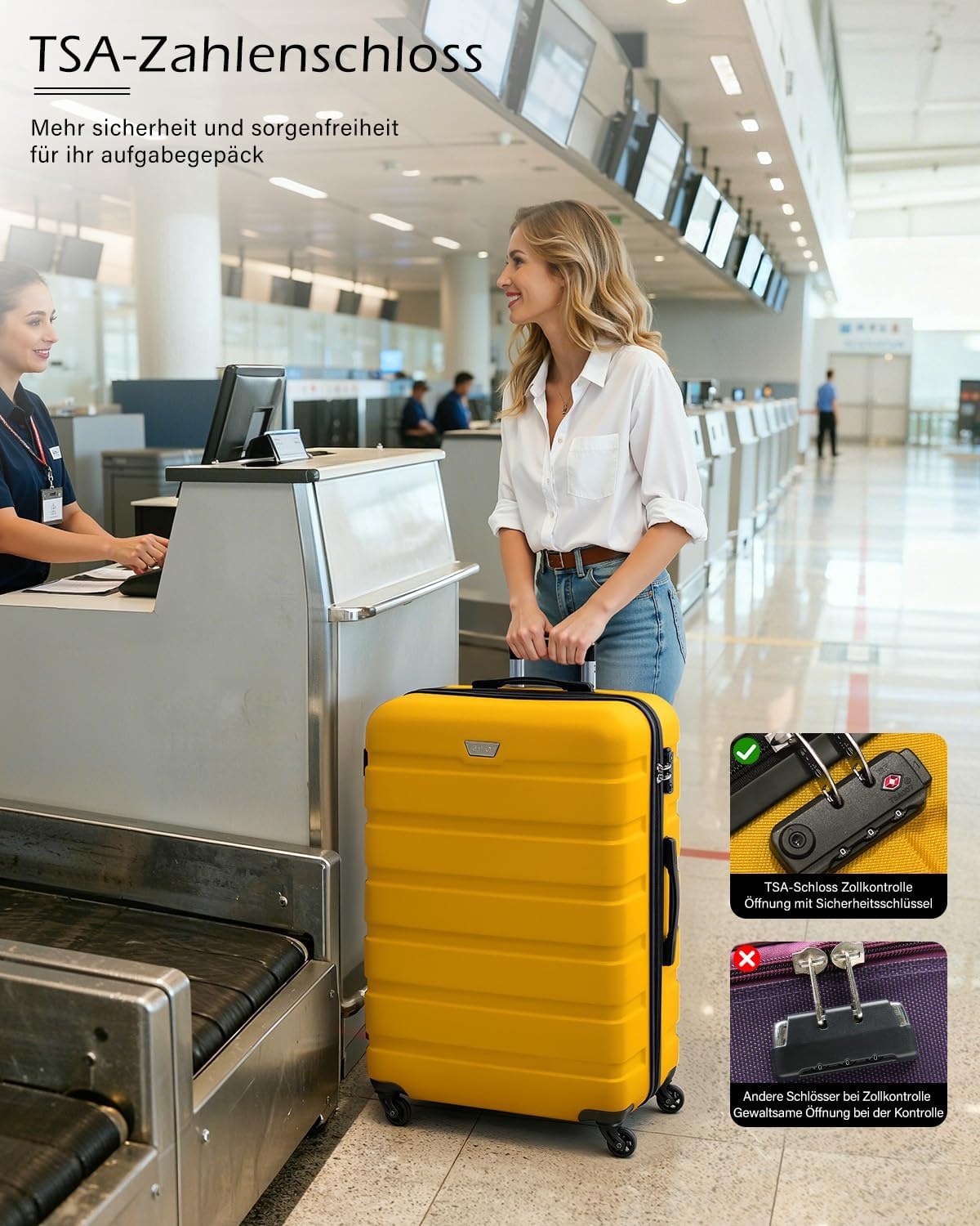 COOLIFE Harde Koffer Trolley Set (L+XL) Citroengeel | 60% Korting