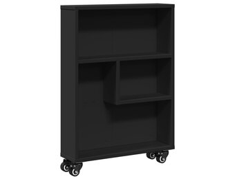 vidaXL Opbergtrolley smal - Bewerkt Hout Zwart - 55% Korting!