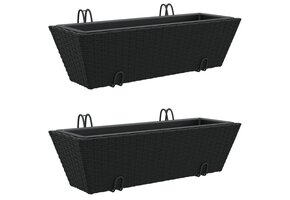 vidaXL Plantenbakken (2 st) Poly Rattan Zwart - 49% Korting