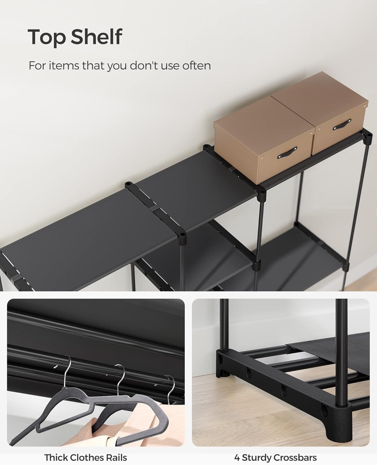 SONGMICS Open Garderobekast 43x182x182cm Zwart - 35% Korting!