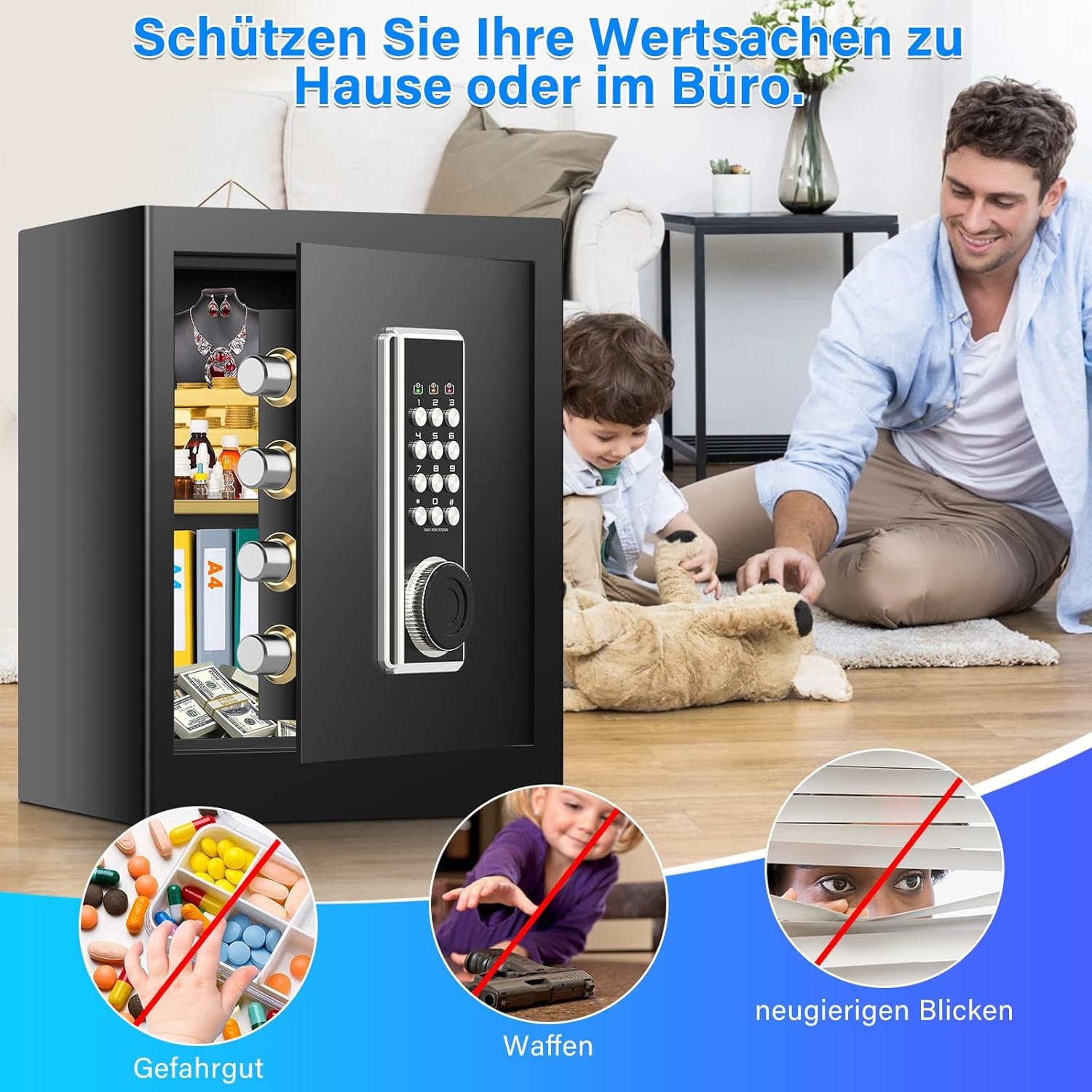 Grote Vuurvaste Kluis 45L - Inclusief Brandveilige Documententas - 35% Korting!