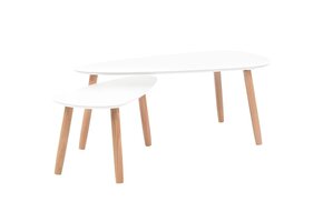 vidaXL Salontafelset Grenenhout Wit - 71% Korting - Compleet met Kleine Tafel